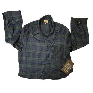 Tuckernuck Blue Green Plaid Button Down Shirt Women’s Small Stretch Classic Prep